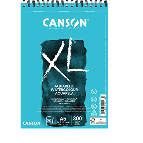 BLOCO DESENHO CANSON XL AGUARELA ESPIRAL A5 300GR 20 FOLHAS C400082843