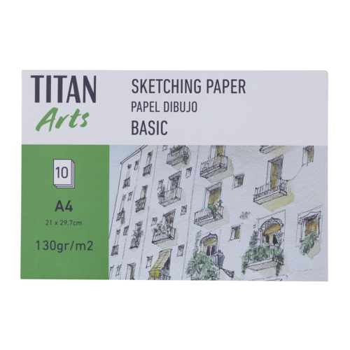 BLOCO 10 FOLHAS PAPEL SKETCHING TITAN ARTS A4 130G