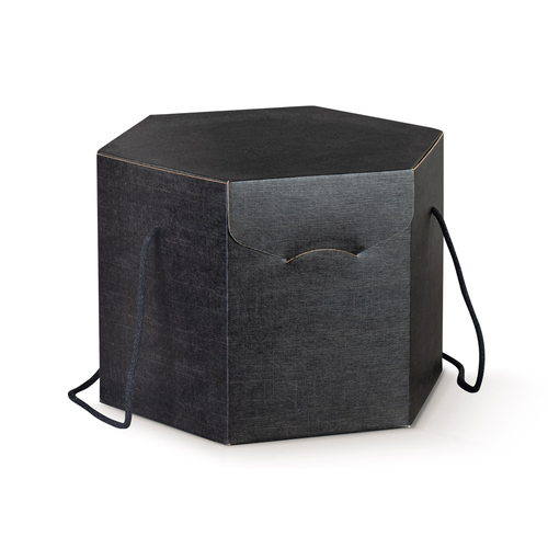 Caixa Cartão Hexagonal com Cordão Seta Nero 300x300x240mm
